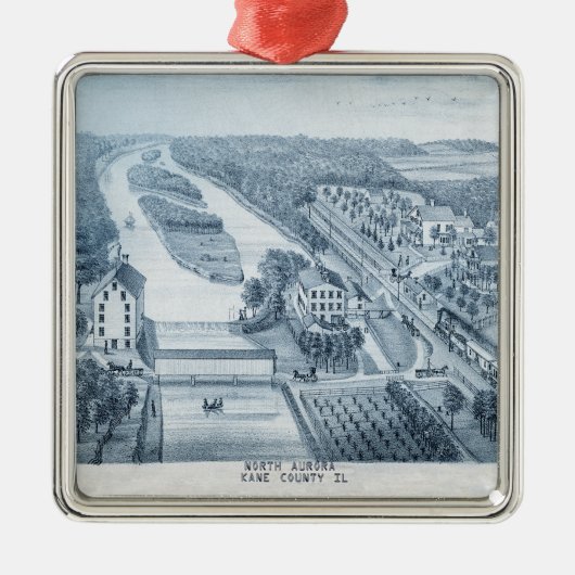 北オーロライリノイ石リトグラフ1871アート メタルオーナメント (正面)