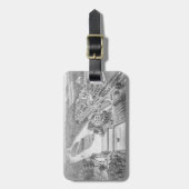 北オーロライリノイ石リトグラフ1871アート ラゲッジタグ (正面縦)