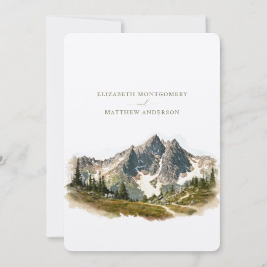 北カスケード日付の山の目的地を保存 招待状 (裏面)