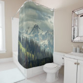 北カスケード：威厳のある山頂。 シャワーカーテン (インサイチュ)