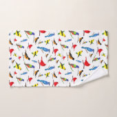 北カラフル米鳥模様 バスタオルセット (ハンドタオル)