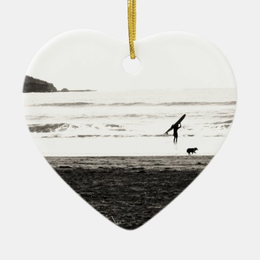 北カリフォルニアのビーチ場面 セラミックオーナメント (正面)