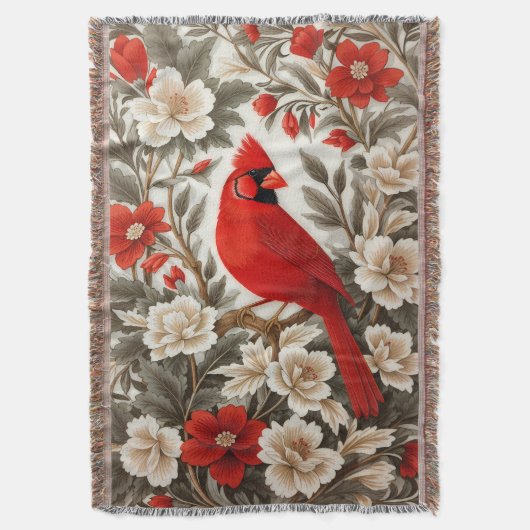 北カーディナル 鳥 美しい花 スローブランケット (正面縦)