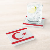 北キプロス国旗 ガラスコースター (アングル)