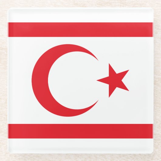 北キプロス国旗 ガラスコースター (正面)