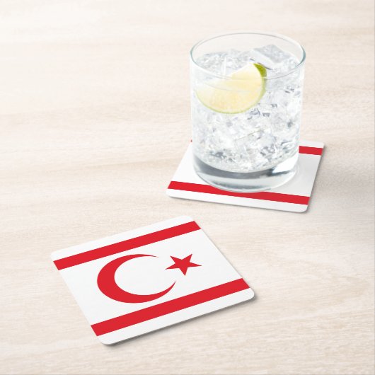 北キプロス国旗 スクエアペーパーコースター (インサイチュ)