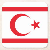 北キプロス国旗 スクエアペーパーコースター (正面)