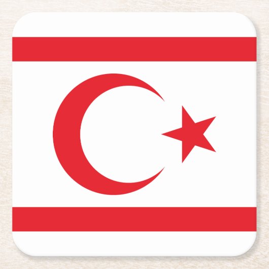 北キプロス国旗 スクエアペーパーコースター (正面)