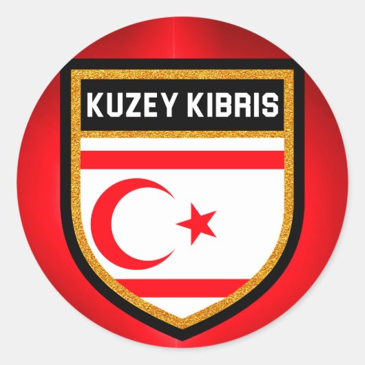 北キプロス国旗 ラウンドシール (正面)