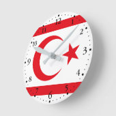 北キプロス国旗 ラウンド壁時計 (傾斜)