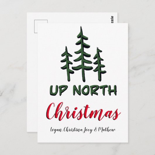 北クリスマスの素朴な常緑樹 ポストカード (正面/裏面)