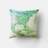 北クールアメリカの緑のヴィンテージ地図モノグラム クッション (裏面)