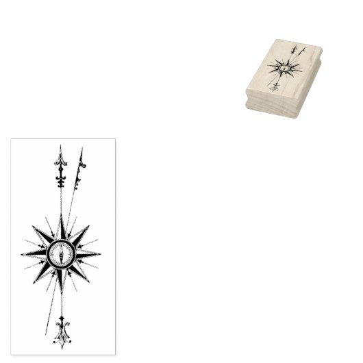 北コンパス矢印ヴィンテージラバーアートスタンプ ラバースタンプ (押印)