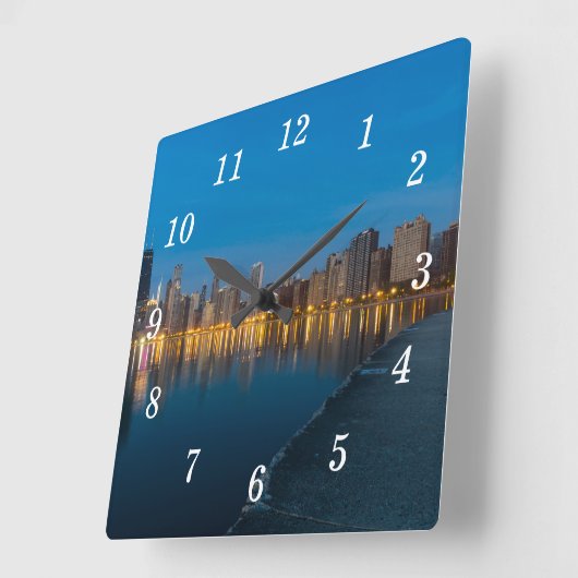 北シカゴ市街並み壁時計 スクエア壁時計 (傾斜)