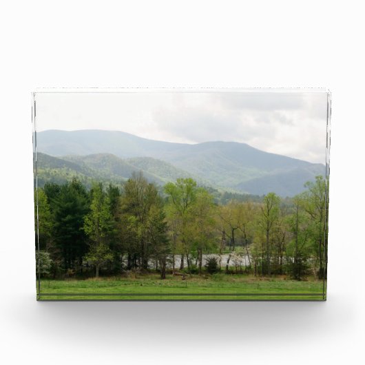 北ジョージア山脈と川のブロック写真 フォトブロック (正面)