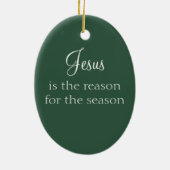 北スターオーバルクリスマスオーナメント、グリーン セラミックオーナメント (裏面)