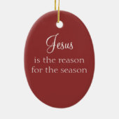 北スターオーバルクリスマスオーナメント、赤 セラミックオーナメント (裏面)