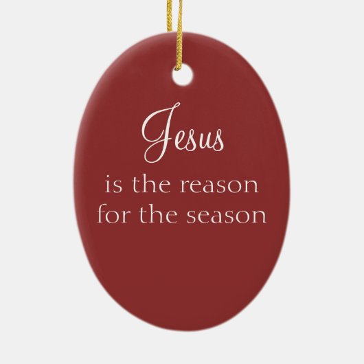 北スターオーバルクリスマスオーナメント、赤 セラミックオーナメント (裏面)