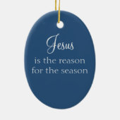 北スター楕円クリスマスオーナメント、青 セラミックオーナメント (裏面)