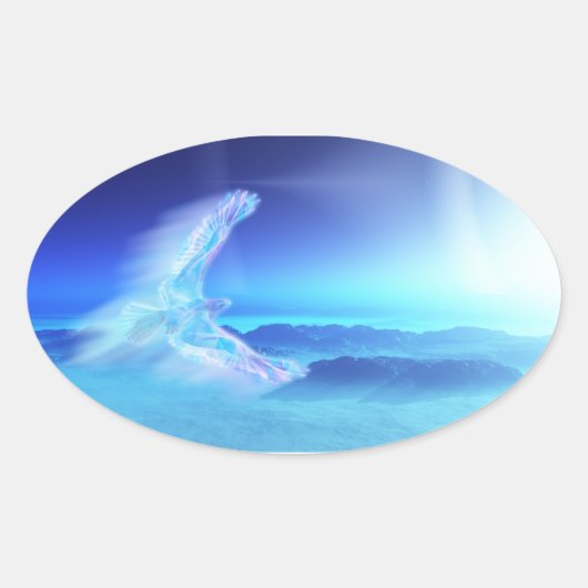 北ステッカーのフェニックス 楕円形シール (正面)