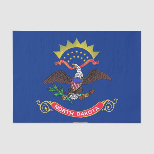 北ダコタ州旗を持つ愛国的ティッシュペーパー 薄葉紙 (正面)