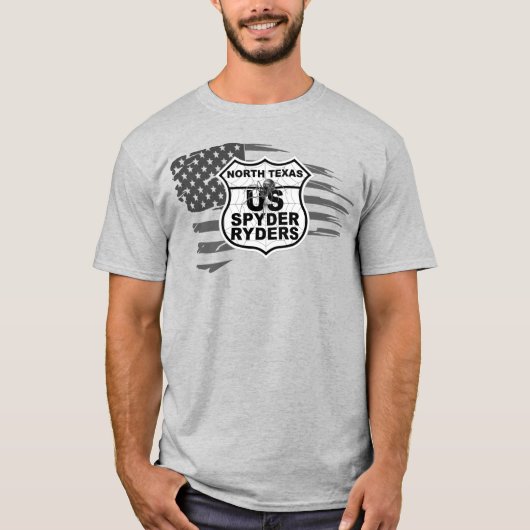 北テキサス州章 – Tattered Flag bw Tシャツ (正面)