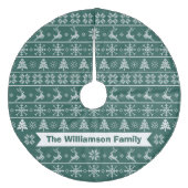 北ニットモダン醜いセーター緑のホワイトネーム フリース ツリースカート (正面)