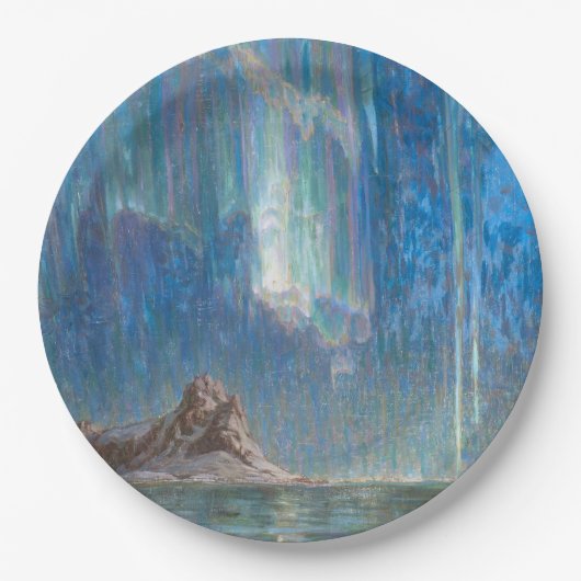 北ノルウェーからの北方灯(オーロラ) ペーパープレート (正面)