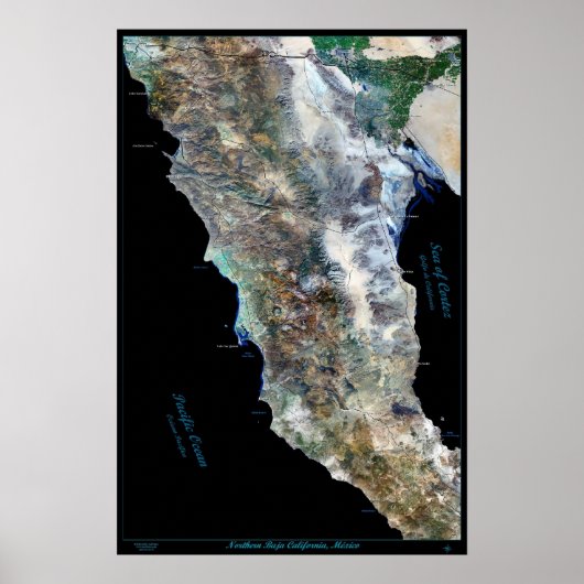 北バハ・カリフォルニア、メキシコ衛星ポスター ポスター (正面)