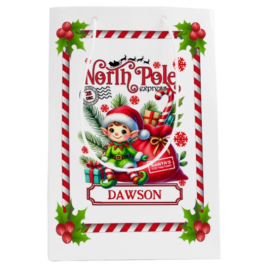 北パーソナライズされた極表現小妖精や小人 ミディアムペーパーバッグ (正面)