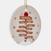 北パーソナライズされた極9ファミリ名 セラミックオーナメント (右)