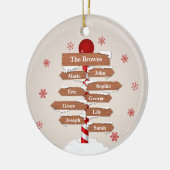 北パーソナライズされた極9ファミリ名 セラミックオーナメント (左)