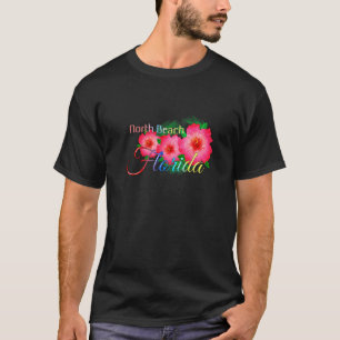 北ビーチフロリダトロピカルフラワーズファミリーバカティ Tシャツ