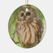 北フクロウを鋸磨いて下さい セラミックオーナメント (左)