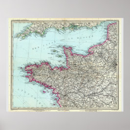 北フランスの地図(1891年) ポスター