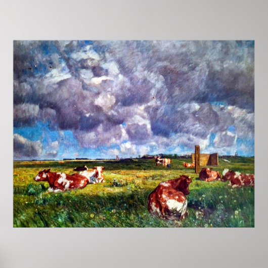 北フリジア湿原の牛の牧草地1918 ポスター (正面)