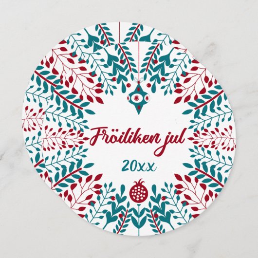 北フリジア語のクリスマス、フローイケン・ユール（楽しいクリスマス） シーズンカード (正面/裏面)