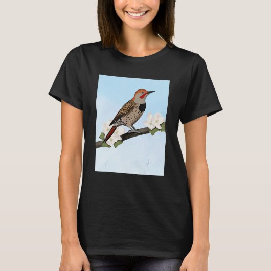北フリッカー鳥バードラバー鳥観察の動物 Tシャツ (正面)