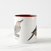 北フリッカ鳥の漫画イラストレーション ツートーンマグカップ (中央)
