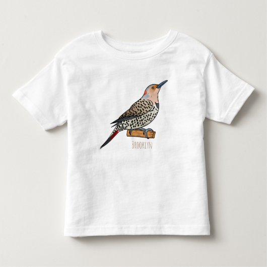 北フリッカ鳥の漫画イラストレーション トドラーTシャツ (正面)
