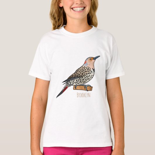 北フリッカ鳥の漫画イラストレーション Tシャツ (正面)