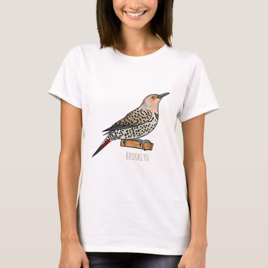 北フリッカ鳥の漫画イラストレーション Tシャツ (正面)