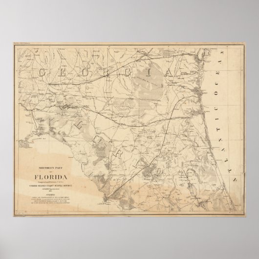 北フロリダのヴィンテージの地図 ポスター (正面)
