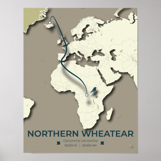 北ホエーター移動マップ – ミニマリスト ポスター (正面)