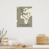 北ホエーター移動マップ – ミニマリスト ポスター (キッチン)