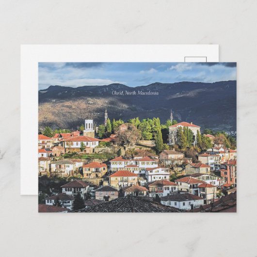 北マケドニアのオグリッドの絵のような写真。 ポストカード (正面/裏面)