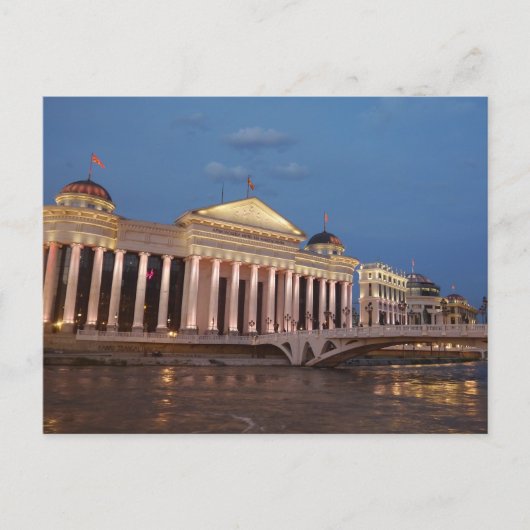 北マケドニアの夜のスコピエ ポストカード (正面)