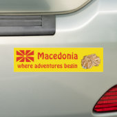 北マケドニアの旗+地図ステッカー バンパーステッカー (車上)