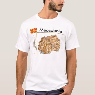 北マケドニア図+旗+タイトルTシャツ Tシャツ