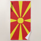 北マケドニア国旗の素晴らしい愛国心 ビーチタオル (正面)